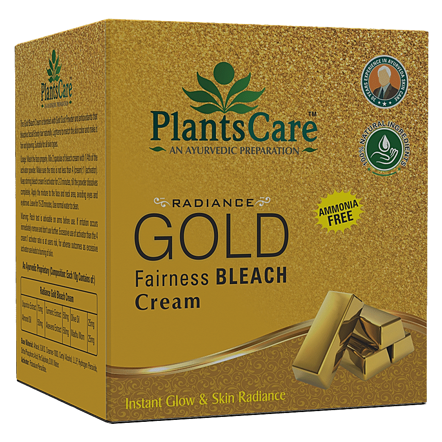 Plants Care Radiance Gold Fairness Bleach Cream - Ammonia Free