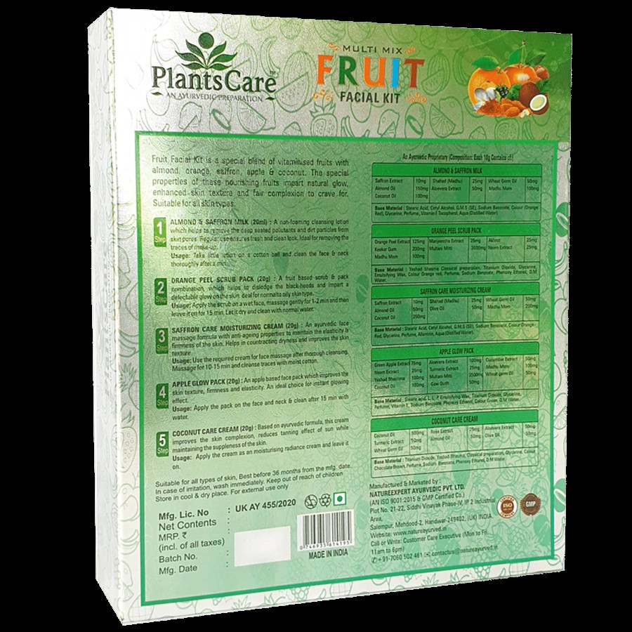 Plants Care Multi Mix Fruit Facial Kit - Provides Glow & Nourishment