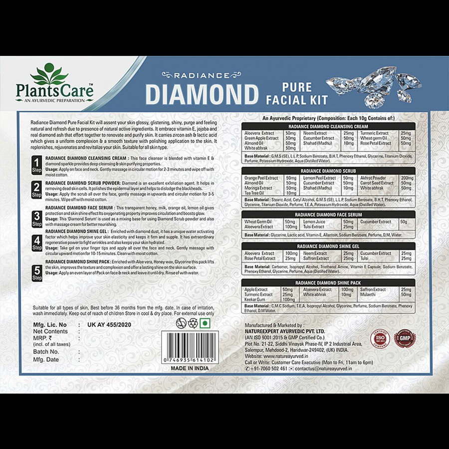 Plants Care Radiance Diamond Pure Facial Kit - Mini