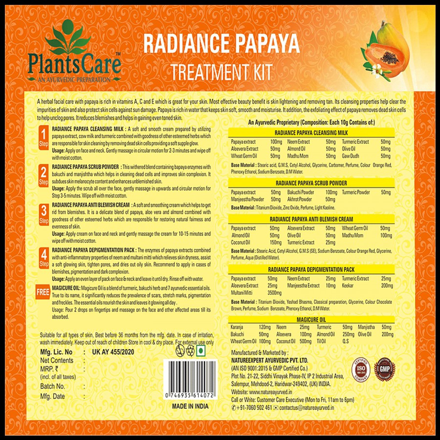 Plants Care Radiance Papaya Treatment Kit - Reduces Blemishes