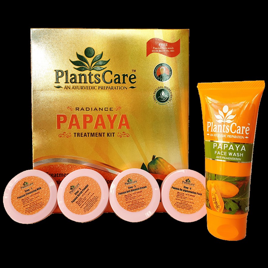 Plants Care Radiance Papaya Treatment Kit & Face Wash - Reduces Pigmentation