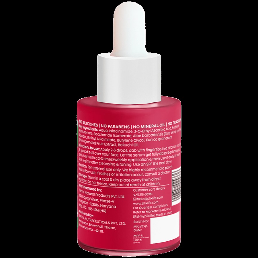 Plix The Plant Fix Pomegranate Youth Renewal Dewy Serum - 0.6% Retinol & 0.2% Bakuchi