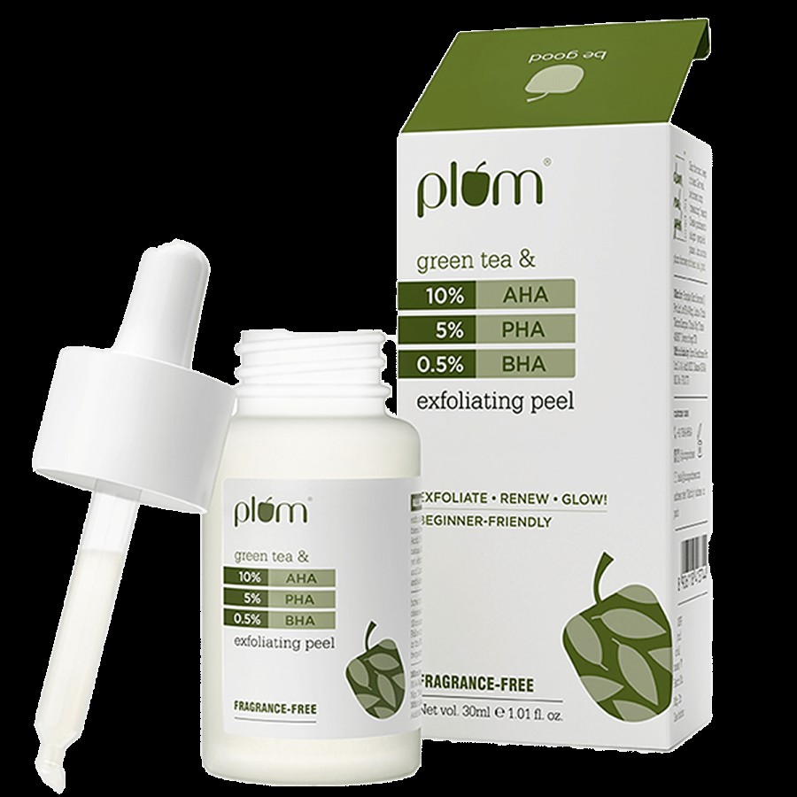 Plum 10% AHA + 5% PHA + 0.5% BHA Exfoliating Peel With Green Tea - For Clear Skin