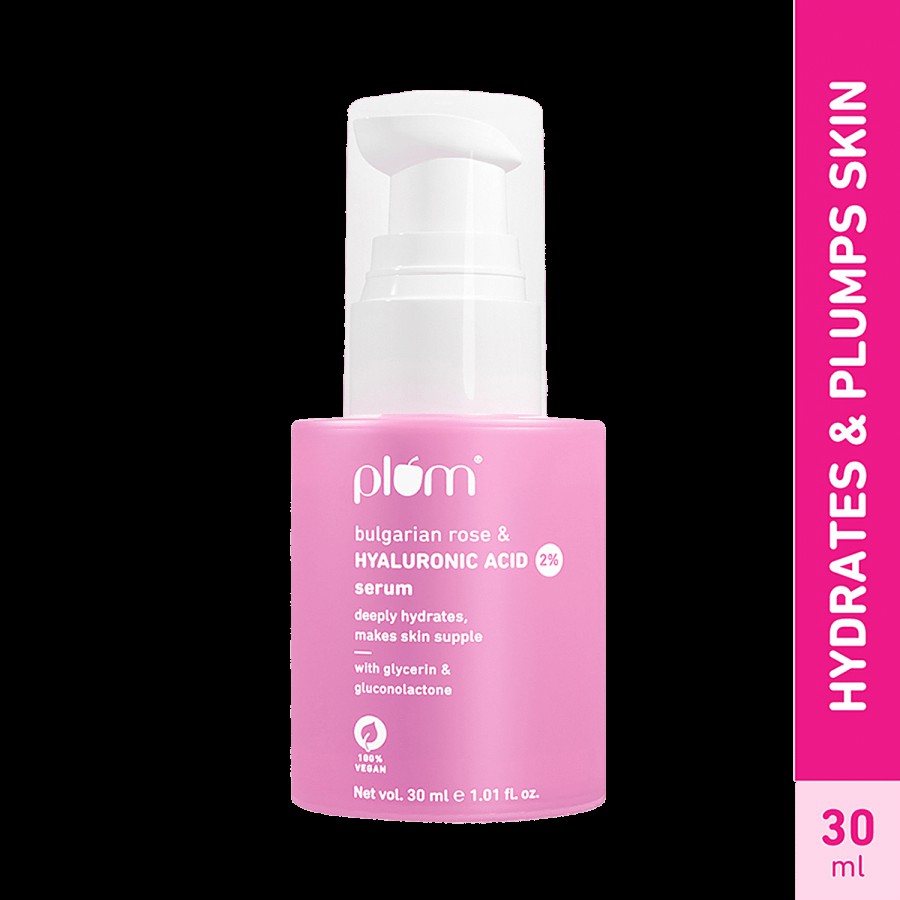 Plum 2% Hyaluronic Acid Serum With Bulgarian Rose - Boosts Hydration