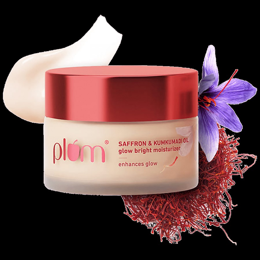 Plum Saffron & Kumkumadi Oil Glow Bright Moisturizer - Brightens Skin & Enhances Glow