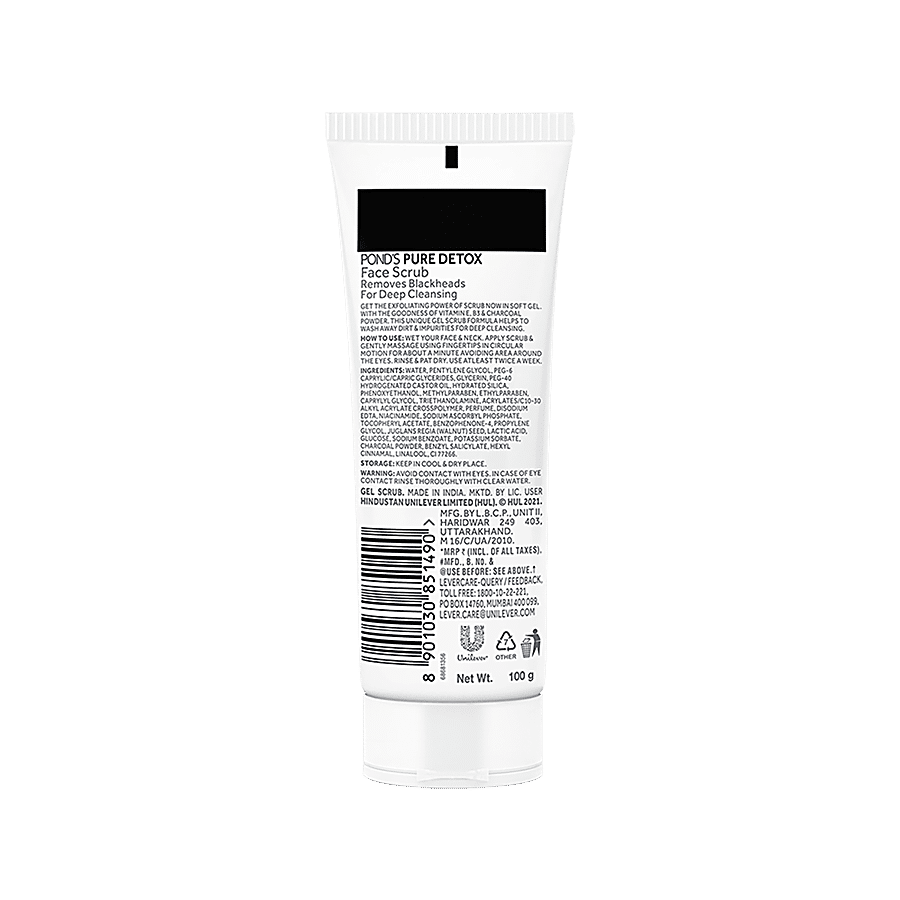 Ponds Pure Detox Face Gel Scrub - For Deep Cleansing With Activated Charcoal