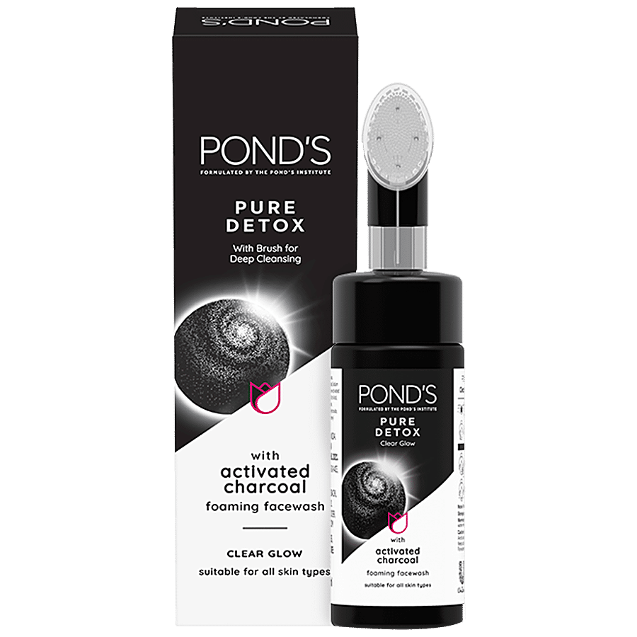 Pond's Pure Detox Foaming Brush Face wash - For Clear Glow