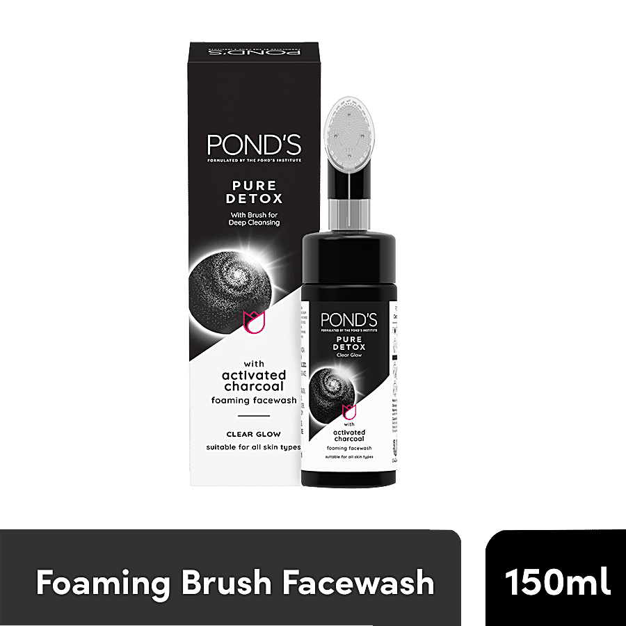 Pond's Pure Detox Foaming Brush Face wash - For Clear Glow