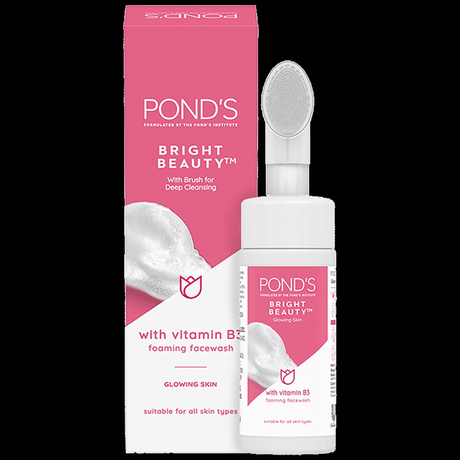 Pond's Bright Beauty Foaming Brush Face wash - For Glowing Skin & Deep Pore Cleansing