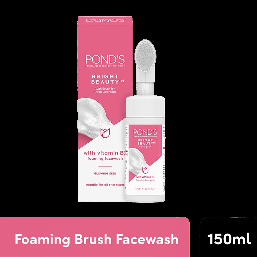 Pond's Bright Beauty Foaming Brush Face wash - For Glowing Skin & Deep Pore Cleansing