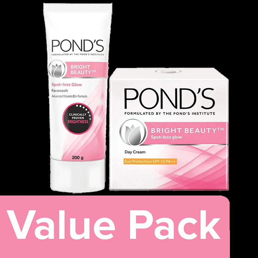 Ponds Bright Beauty Spotless Glow Cream + Spotless Fairness & Germ Removal Face Wash