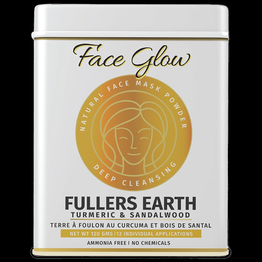 Pride Of India Face Glow - Fuller's Earth (Multani Mitti) Indian Clay Healing Face Mask Powder with Turmeric & Sandalwood