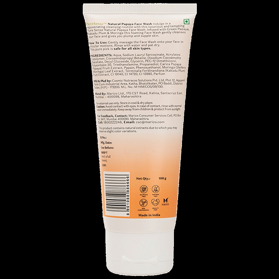 Pure Sense Natural Papaya Face Wash - Kakadu Plum & Moringa