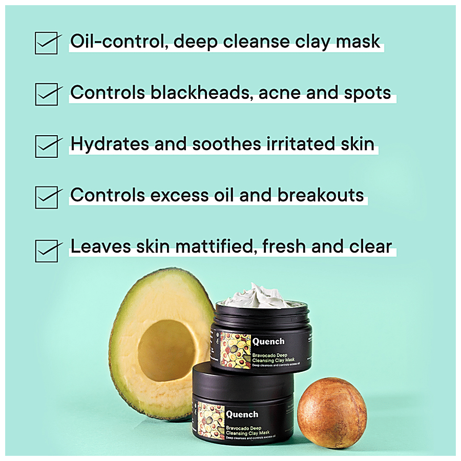 Quench Botanics Bravocado Deep Cleansing Clay Mask - Controls Excess Oil