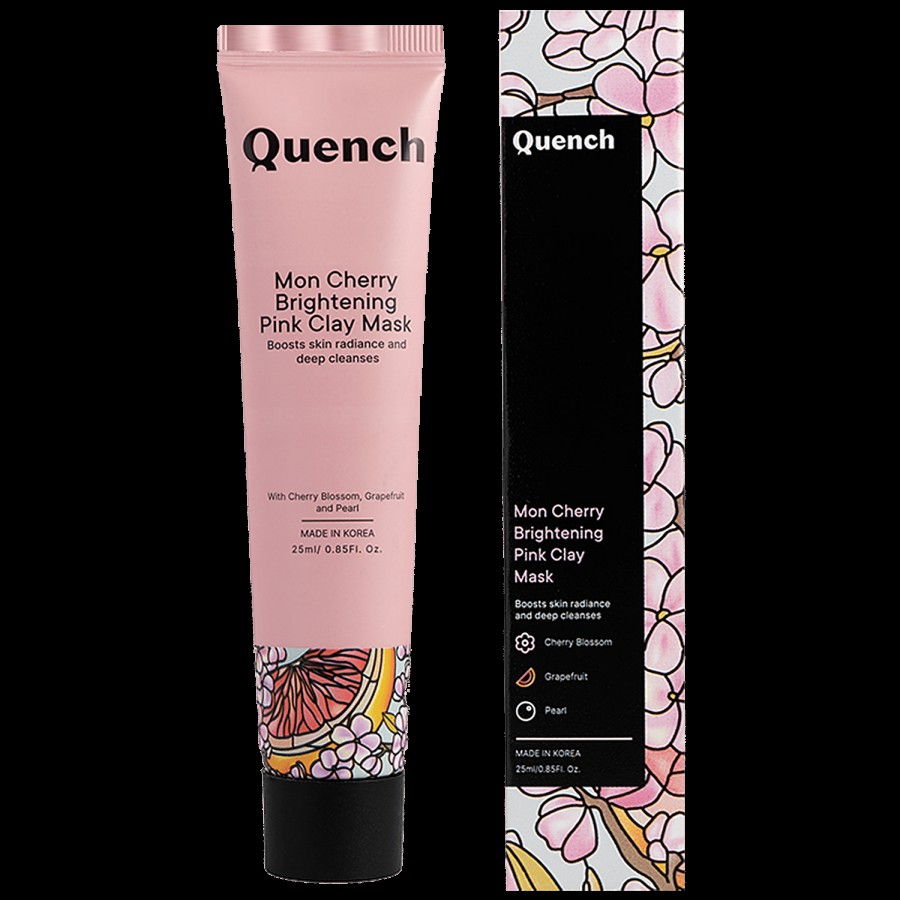 Quench Botanics Mon Cherry Brightening Pink Clay Mask - With Cherry Blossom