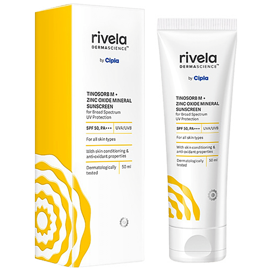 RIVELA DERMASCIENCE Tinosorb M + Zinc Oxide Mineral Sunscreen - SPF 50