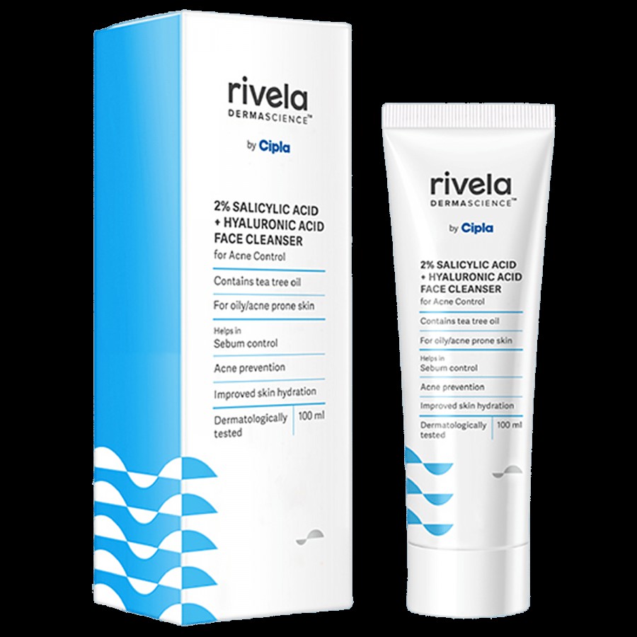 RIVELA DERMASCIENCE 2% Salicylic Acid + Hyaluronic Acid Face Cleanser