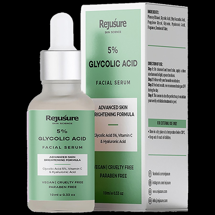 Rejusure 5% Glycolic Acid Face Serum - Advanced Skin Brightening Formula