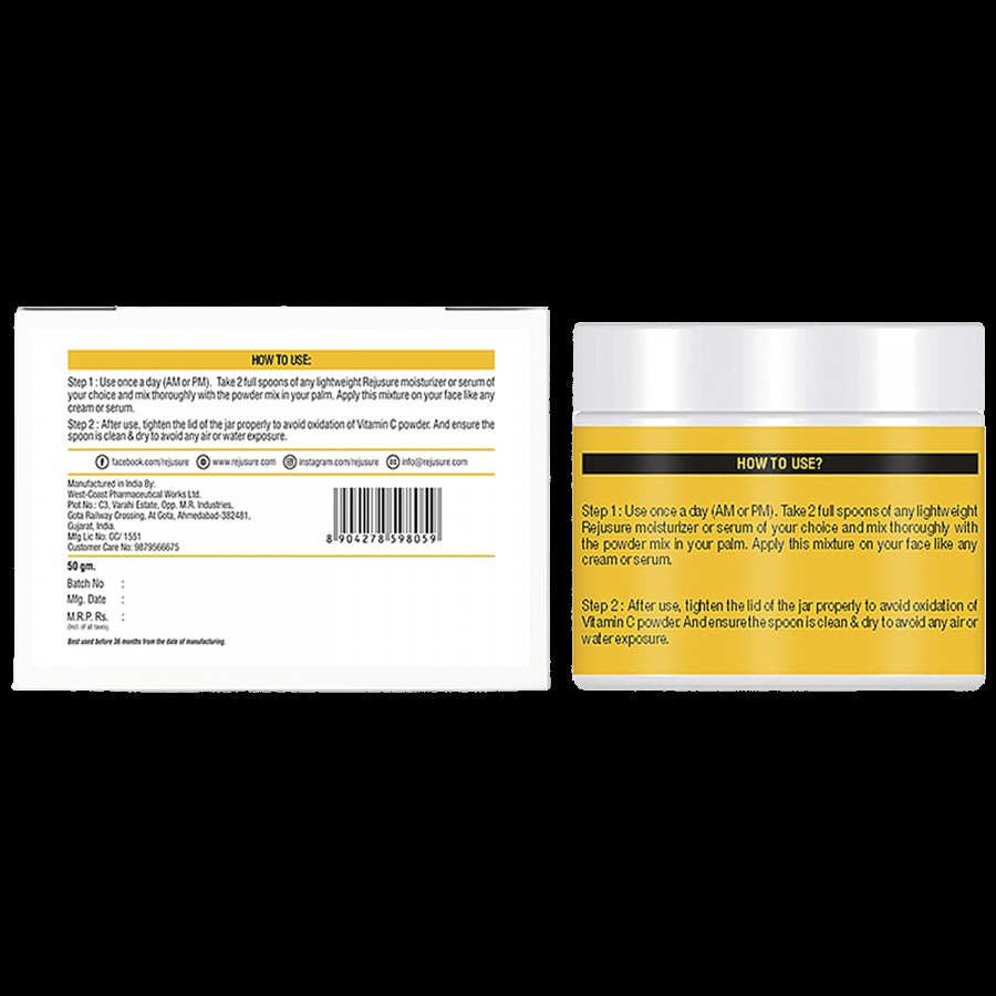 Rejusure 90% L-Ascorbic Acid + E+F Powder - Reduce Hyperpigmentation