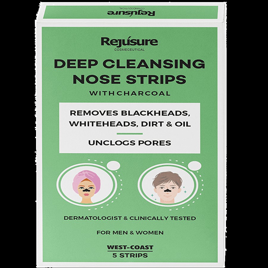 Rejusure Deep Cleansing Nose Strips With Charcoal Removes Blackheads