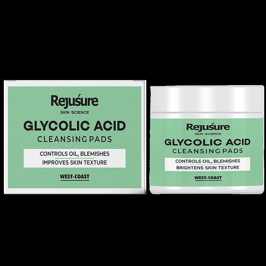 Rejusure Glycolic Acid Cleansing Pads - Controls Oil