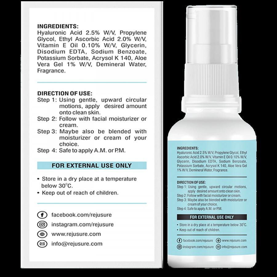 Rejusure Hyaluronic Acid Facial Serum - Advance Anti-Aging Hydration