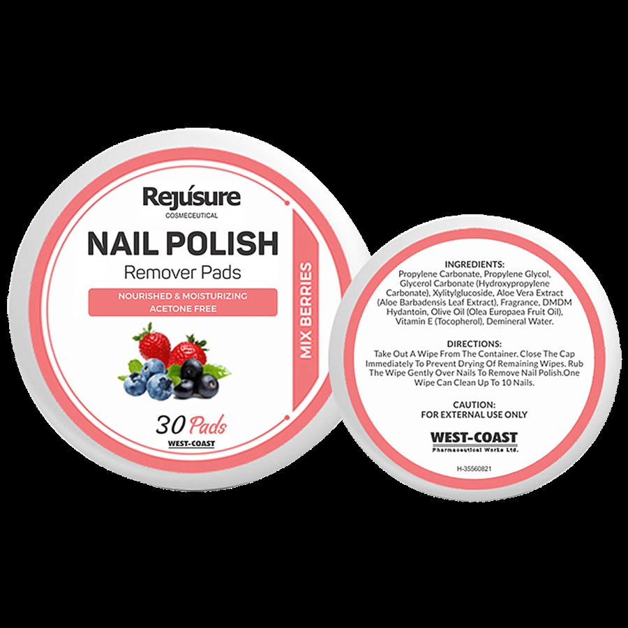 Rejusure Nail Polish Remover Pads Combo - Nourished & Moisturizing Acetone Free