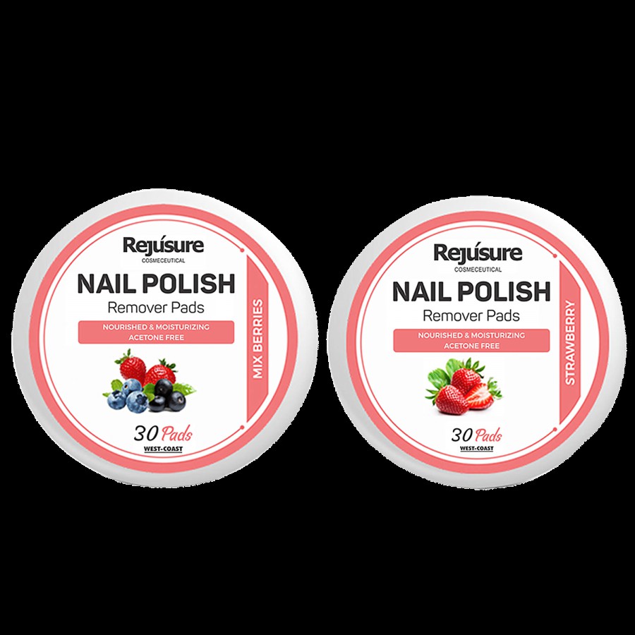 Rejusure Nail Polish Remover Pads Combo - Nourished & Moisturizing Acetone Free