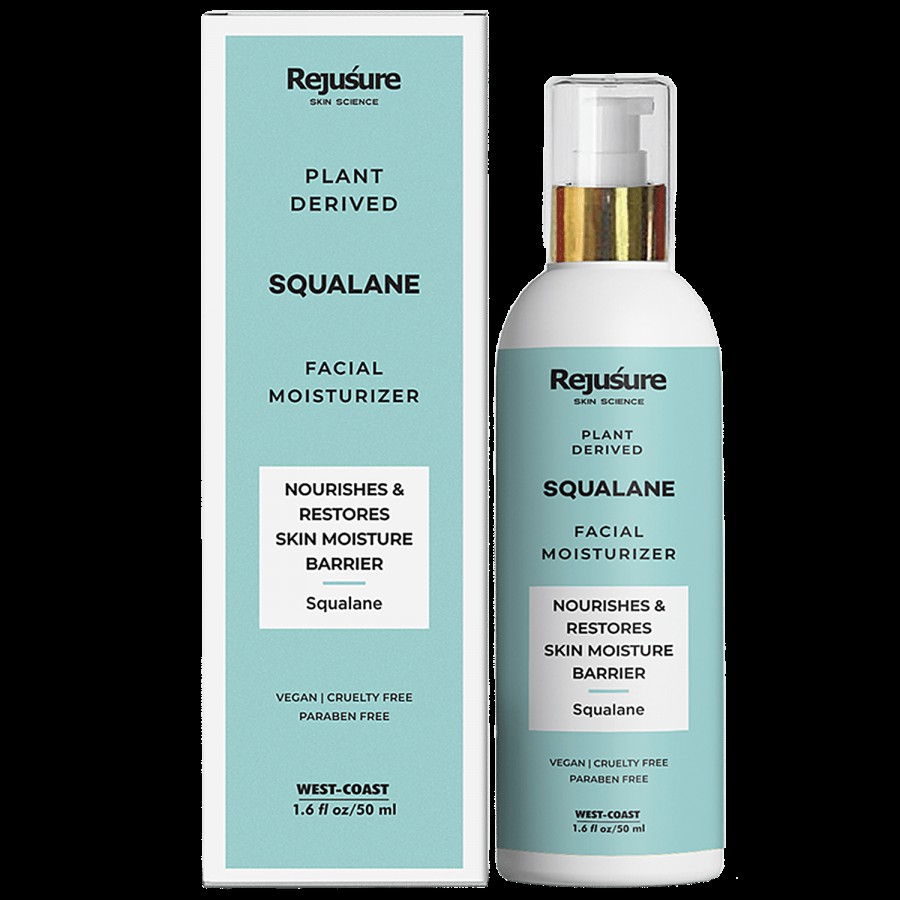 Rejusure Plant Derived Squalane + Vitamin E Face Moisturiser Nourishes & Restores Skin Moisture For Dry Skin