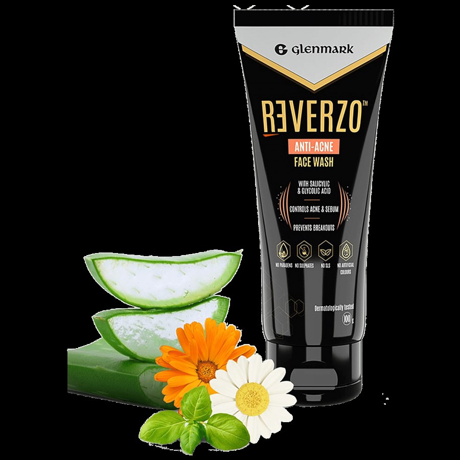 Reverzo Glenmark Anti-Acne Face Wash - With Glycolic & Salicylic Acid