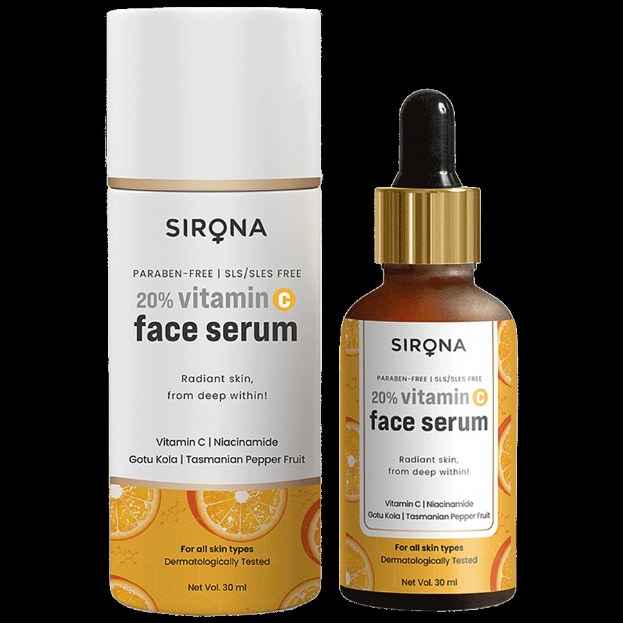 SIRONA 20% Vitamin C Face Serum for Men & Women 30 ml for Repair Skin Damage