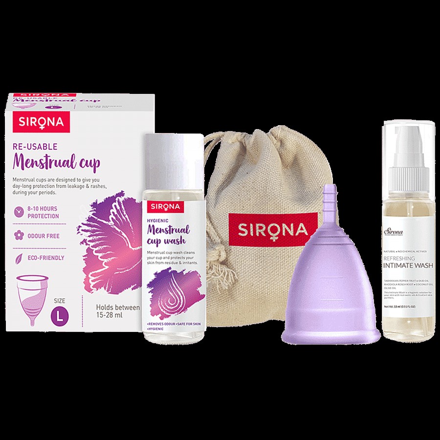 SIRONA FDA Approved Reusable Menstrual Cup (Large Size) With Pouch