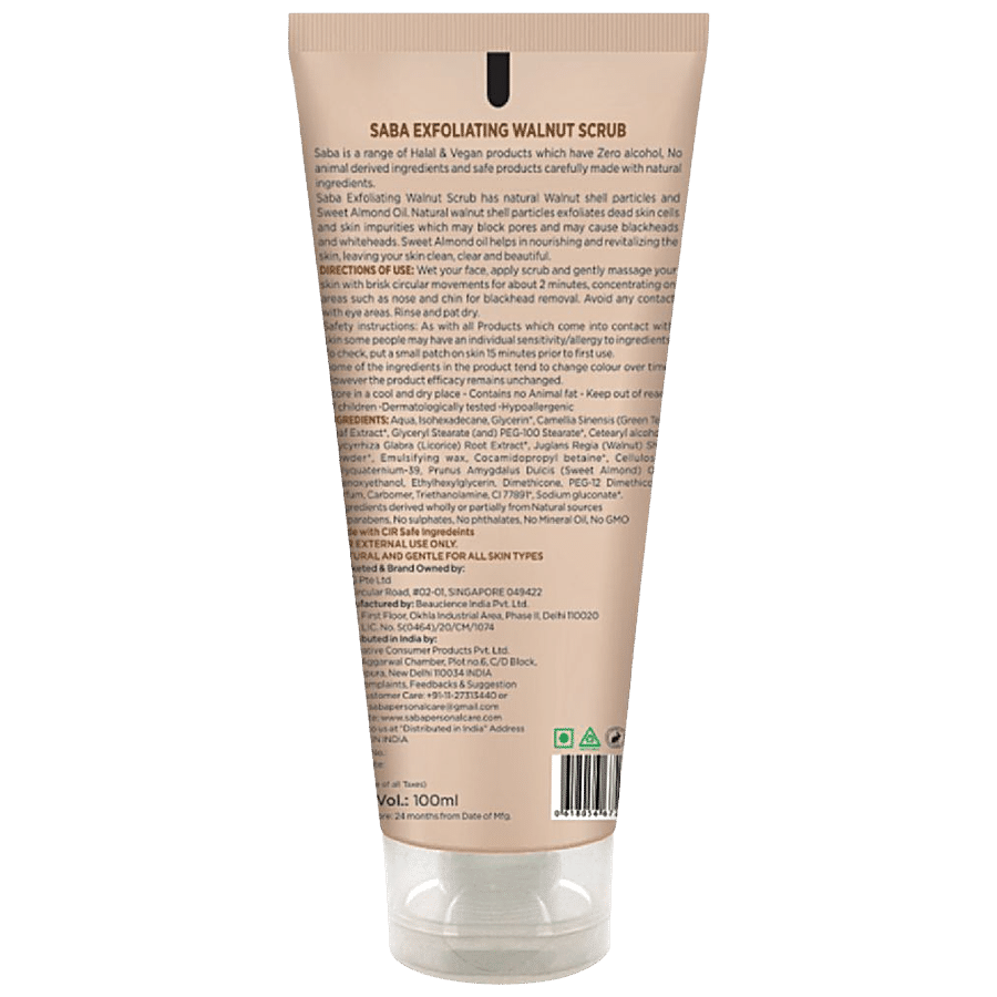 Saba Exfoliating Walnut Scrub - With Kashmiri Walnut Shells