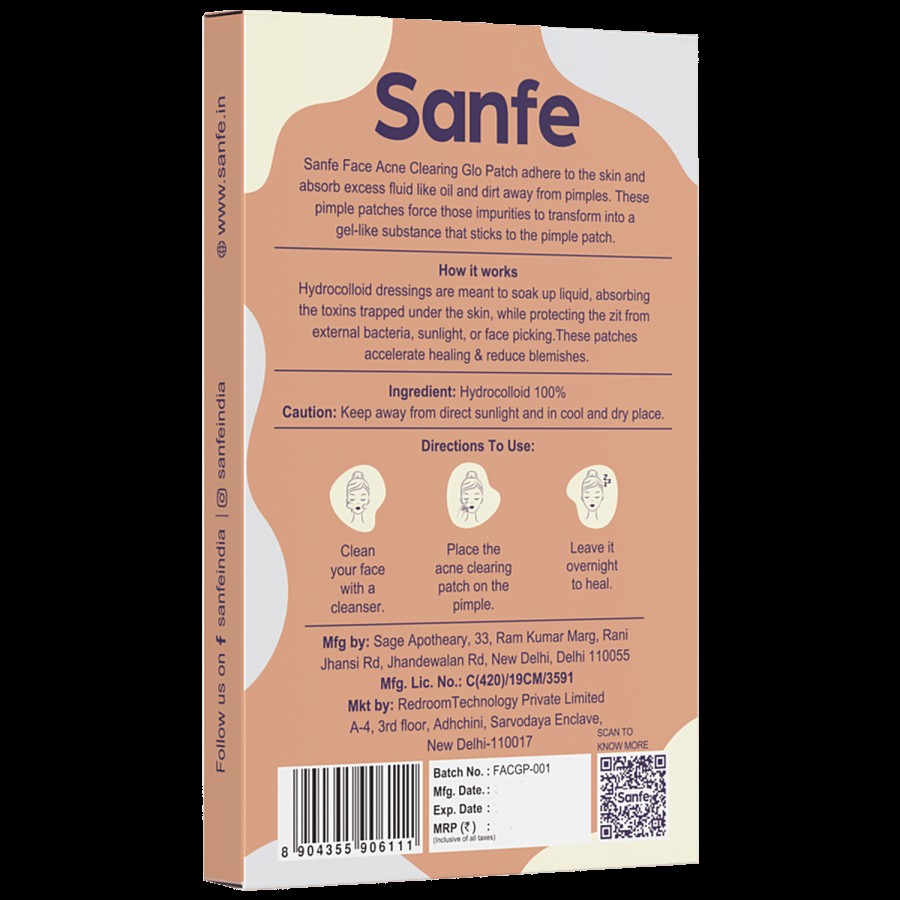 Sanfe Promise Face Acne Clearing Glo Patch - Used As Spot Treatment