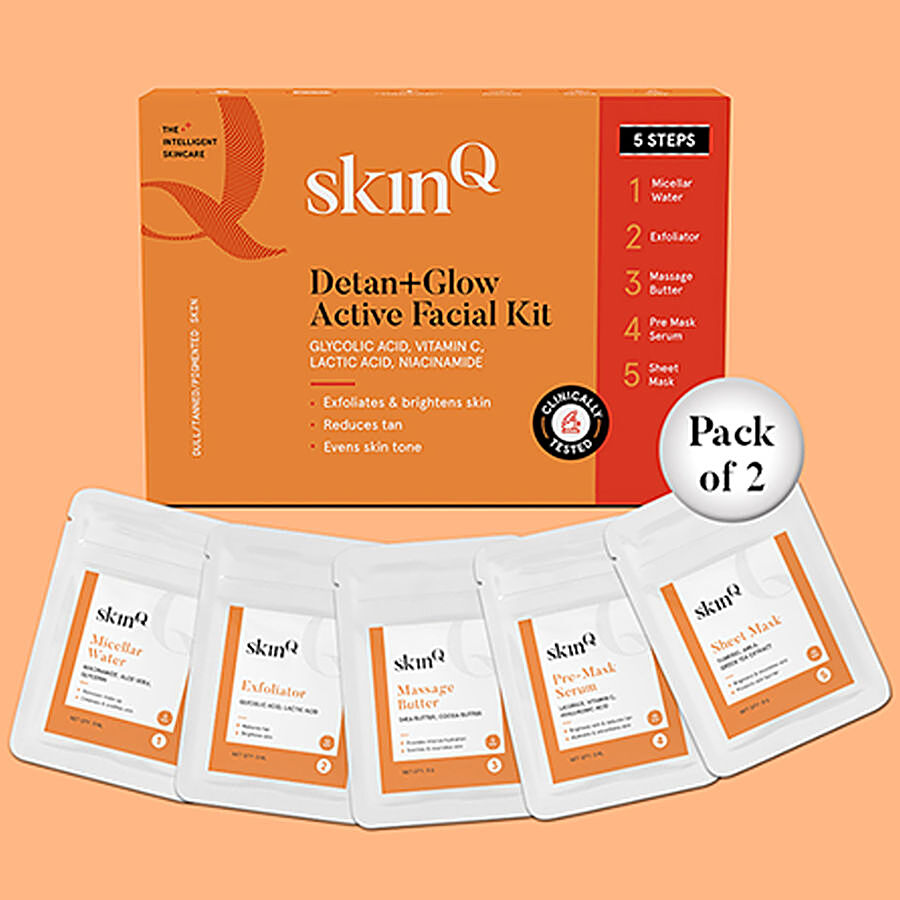 SkinQ Detan & Glow Active DIY Facial Kit - Exfoliates & Brightens Skin