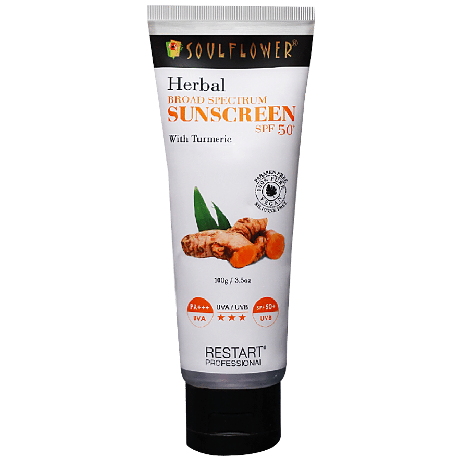 Soulflower Sunscreen With Turmeric For Sun Block - SPF 50+