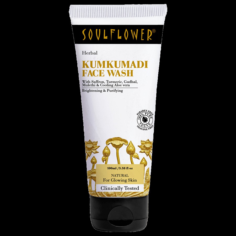 Soulflower Kumkumadi Face Wash - Instant Lightening & Glowing Skin