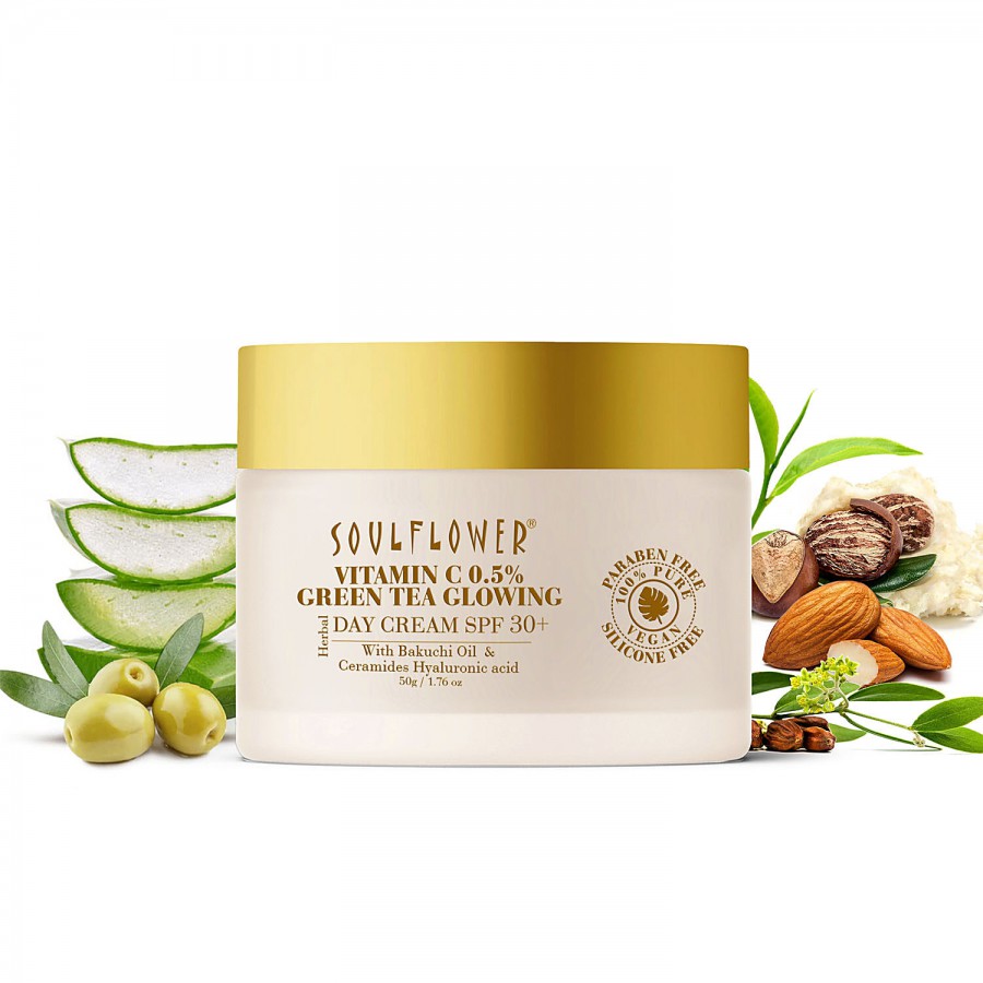 Soulflower Vitamin C 0.5% Green Tea Day Cream - SPF 30+