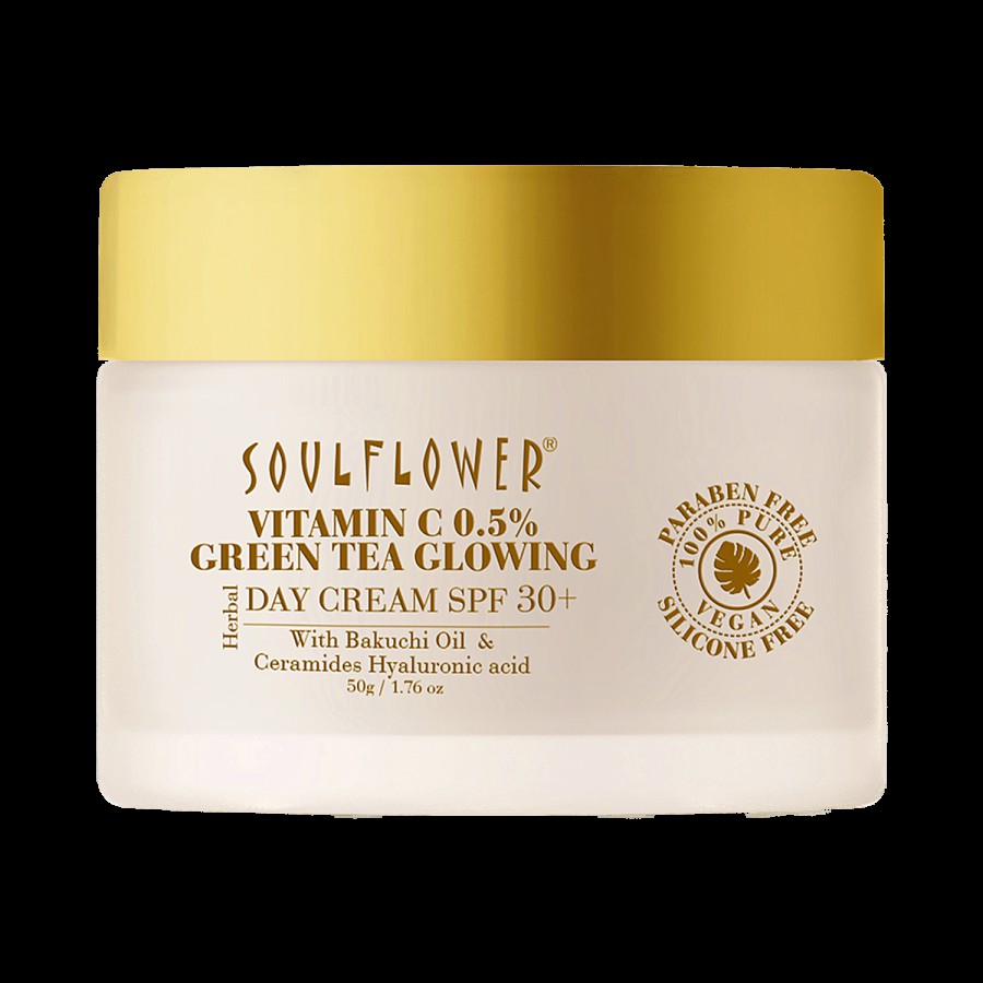 Soulflower Vitamin C 0.5% Green Tea Day Cream - SPF 30+