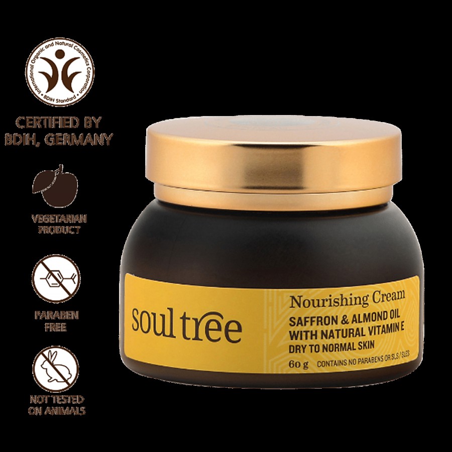 Soultree Ayurvedic Nourishing Cream - Saffron & Almond Oil with Natural Vitamin E