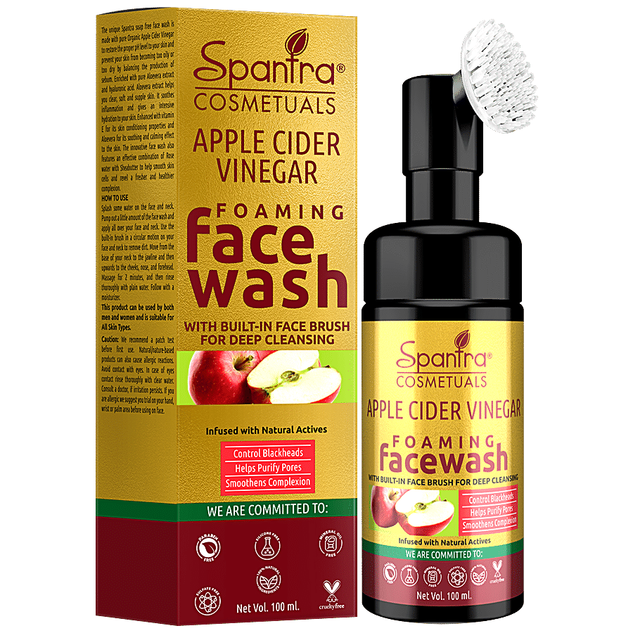 Spantra Apple Cider Vinegar Foaming Face Wash - Built In Brush