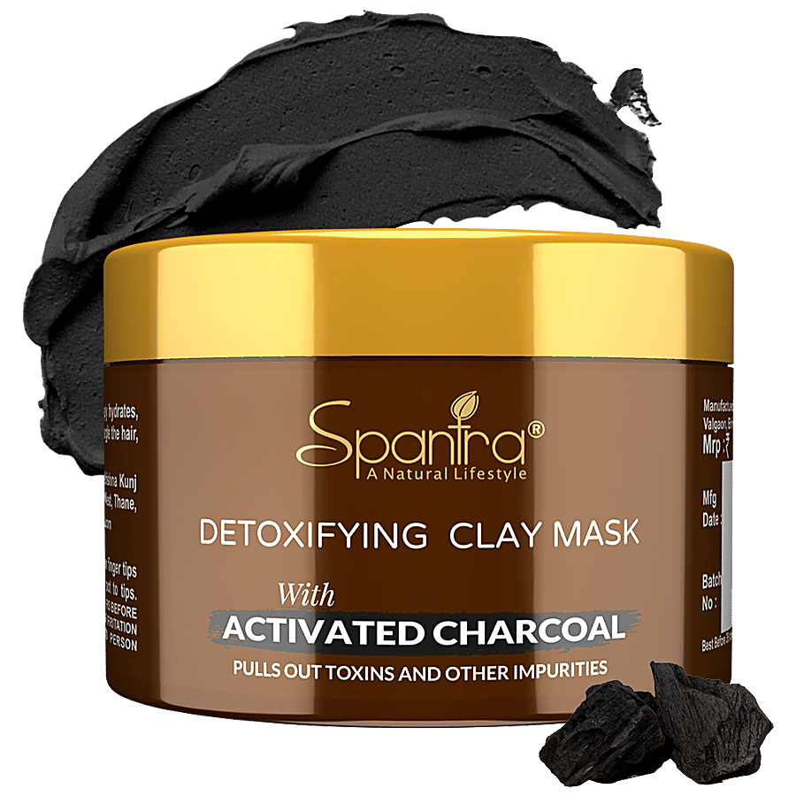 Spantra Detoxifying Clay Mask With Activated Charcoal - Removes Toxins & Impurities