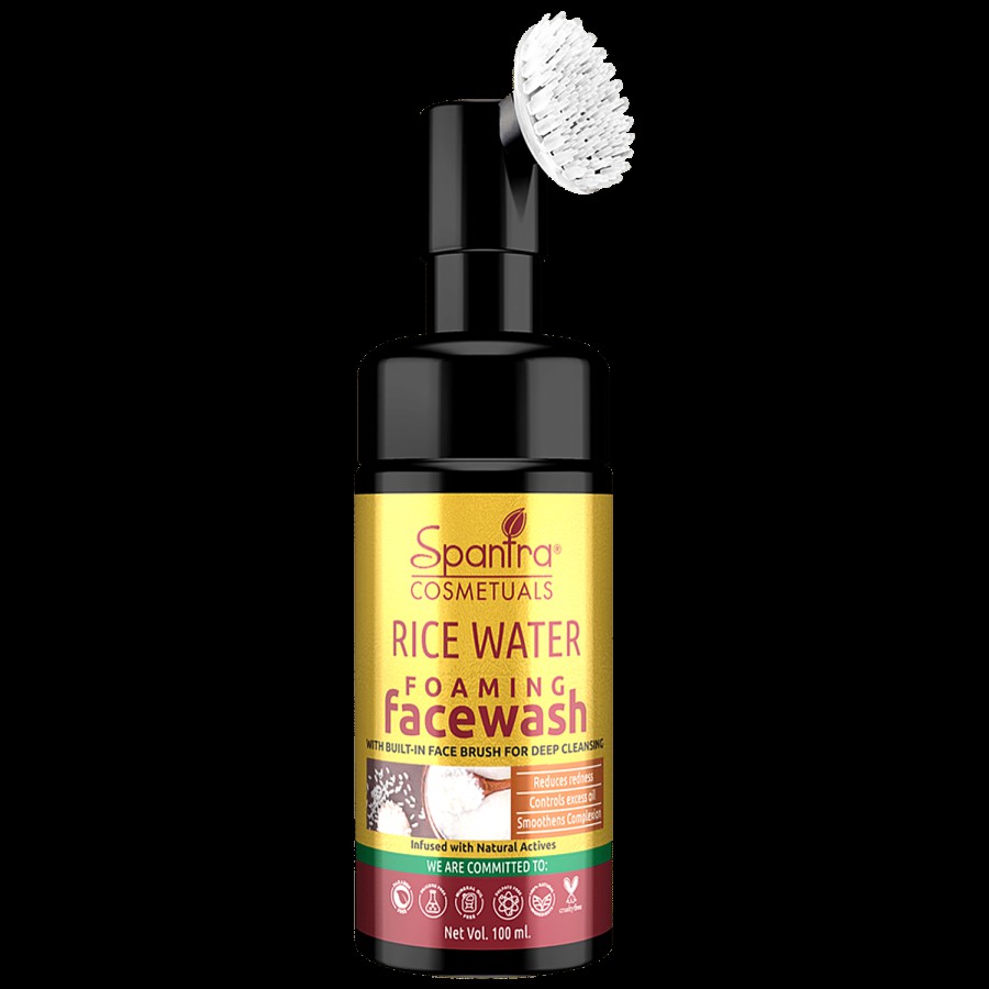 Spantra Rice Water Foaming Face Wash - Built In Brush