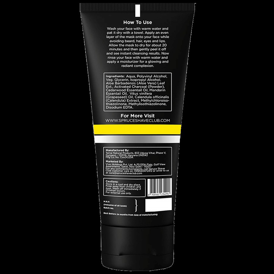 Spruce Shave Club Charcoal Peel Off Mask For Blackhead Removal & Deep Cleansing