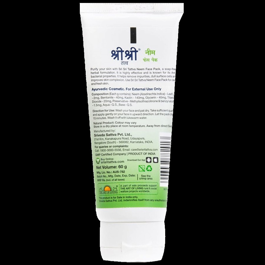 Sri Sri Tattva Neem Face Pack - For Clear & Fresh Skin