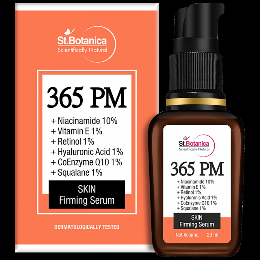 StBotanica 365 PM Skin Firming Face Serum + Niacinamide 10% + Vitamin E 1% + Retinol 1% + Hyaluronic Acid 1% + CoEnzyme Q10 1% + Squalane 1%