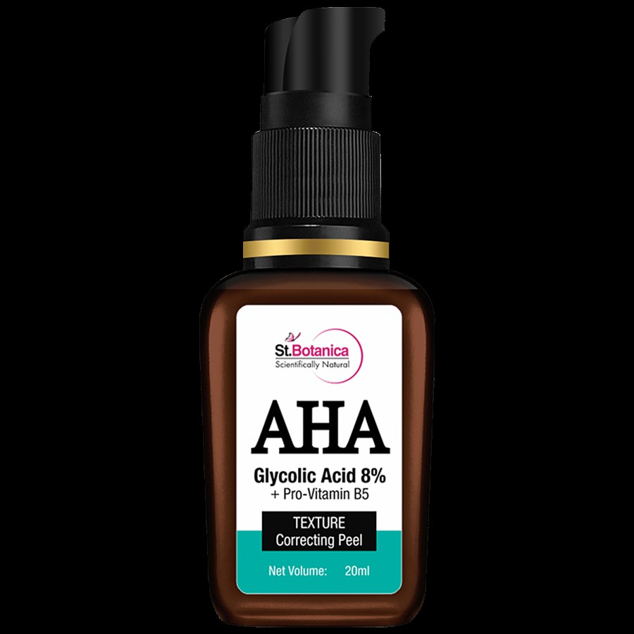 StBotanica AHA Glycolic Acid 8% Face Serum + Pro Vitamin B5 - Texture Correcting Skin Peel