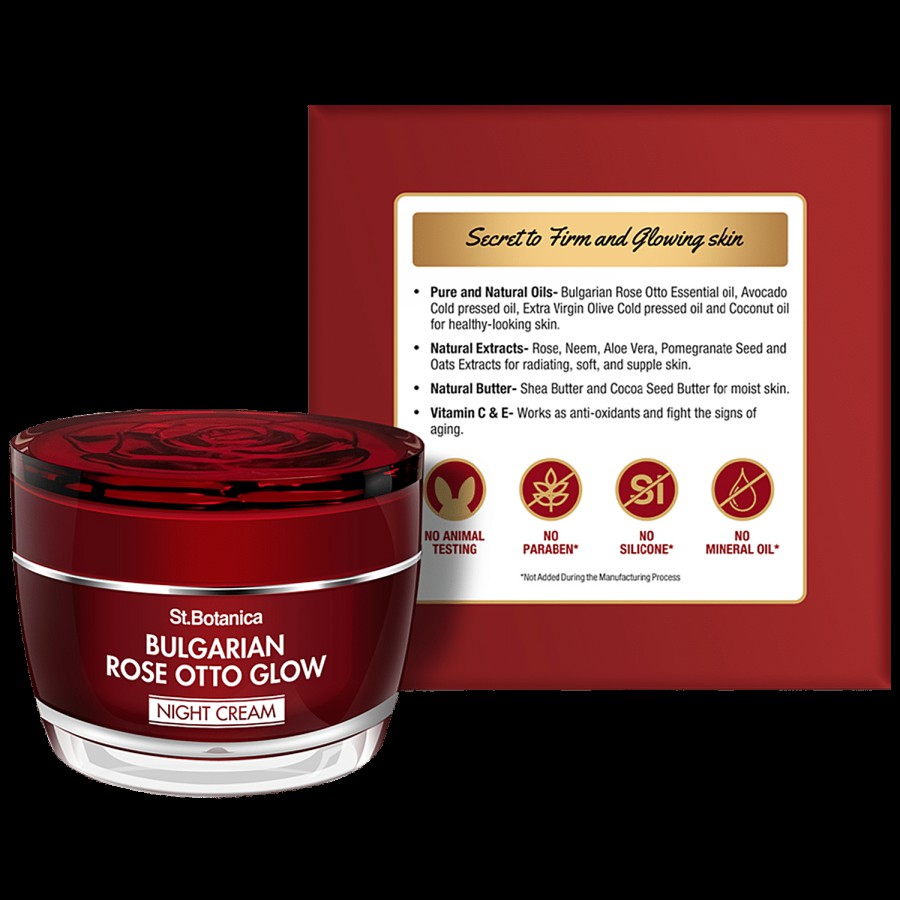 StBotanica Bulgarian Rose Otto Glow Night Cream - Brightening