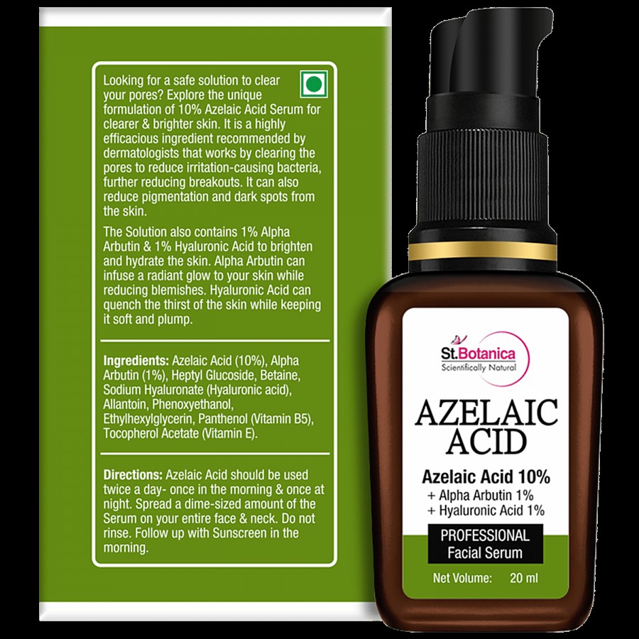 StBotanica Face Serum - Azelaic Acid 10% + Alpha Arbutin 1% + Hyaluronic Acid 1%