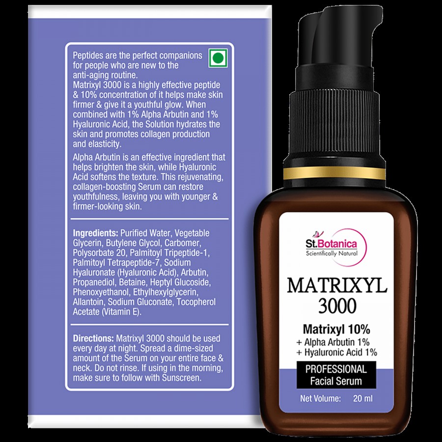 StBotanica Matrixyl 3000 10% Face Serum + Alpha Arbutin 1% + Hyaluronic Acid 1% Face Serum - For Dull